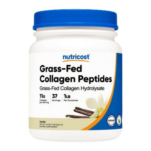 Grass-Fed Collagen Hydrolysate Powder Vanilla 1 Lb by Nutricost