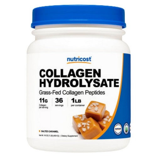 Grass-Fed Collagen Hydrolysate Powder Salted Caramel 1 Lb by Nutricost