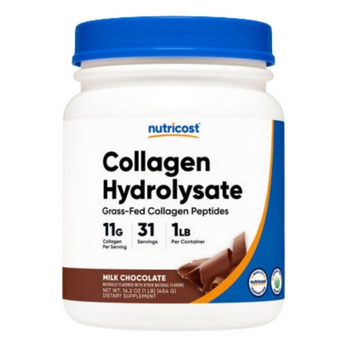 Grass-Fed Collagen Hydrolysate Powder Chocolate 1 Lb by Nutricost