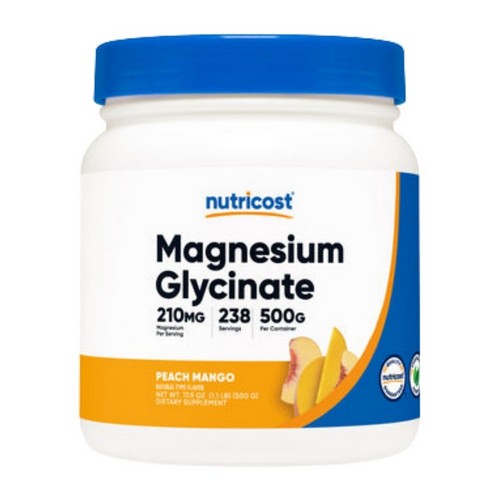Magnesium Glycinate Peach Mango 500 Grams by Nutricost