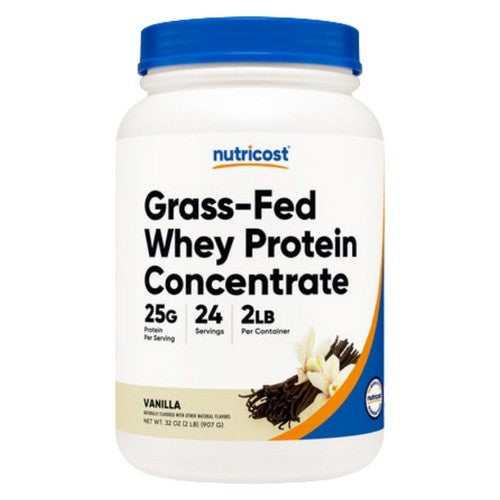 Grass-Fed Whey Protein Concentrate Powder Vanilla 2 Lbs by Nutricost