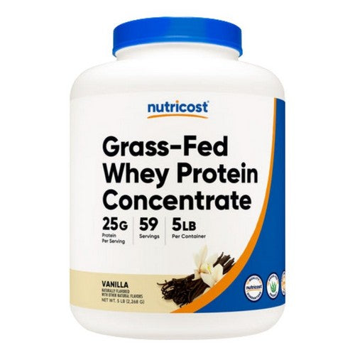 Grass-Fed Whey Protein Concentrate Powder Vanilla 5 Lbs by Nutricost