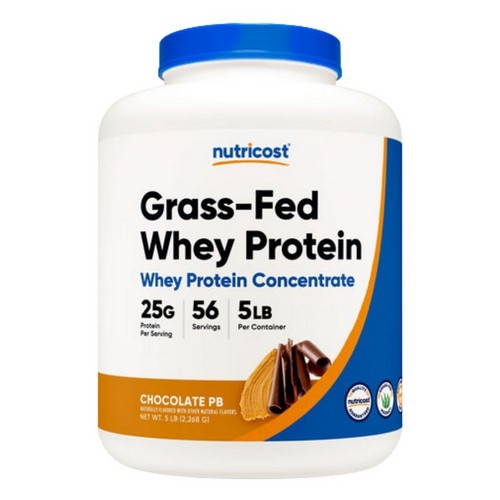Grass-Fed Whey Protein Concentrate Powder Chocolate PB 5 Lbs by Nutricost