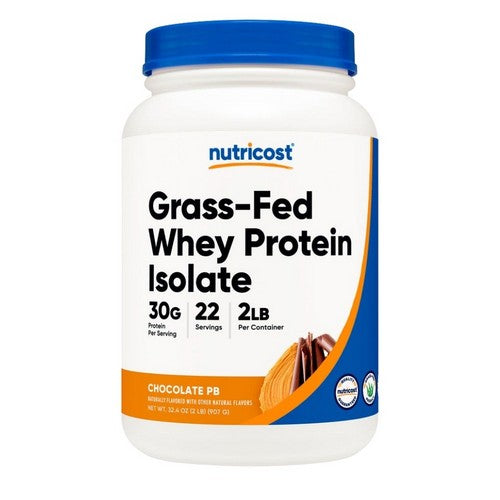Grass-Fed Whey Protein Isolate Powder Chocolate Peanut Butter 2 Lbs by Nutricost