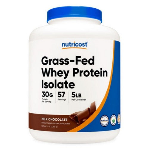Grass-Fed Whey Protein Isolate Powder Chocolate 5 Lbs by Nutricost