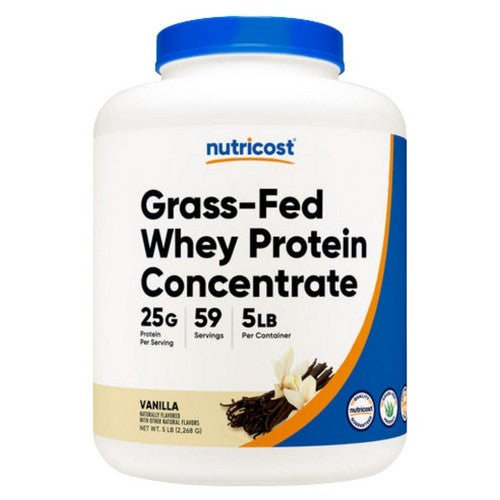 Grass-Fed Whey Protein Isolate Powder Vanilla 5 Lbs by Nutricost