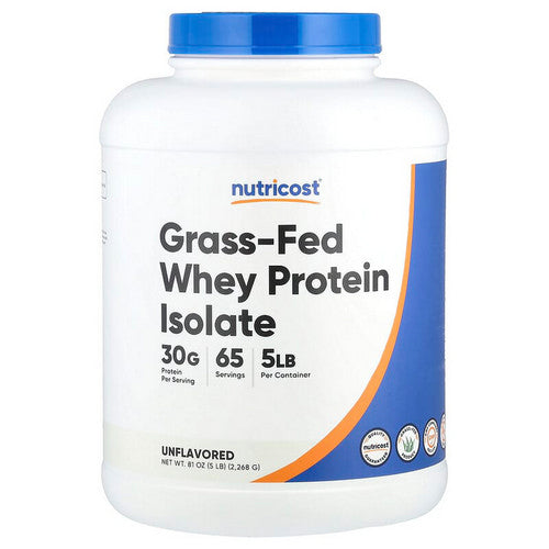 Grass-Fed Whey Protein Isolate Powder 5 Lbs by Nutricost