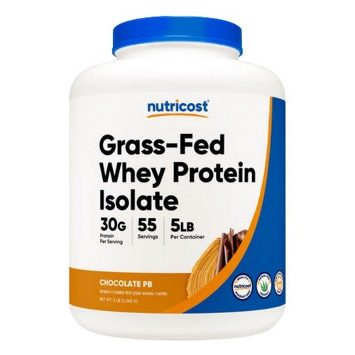 Grass-Fed Whey Protein Isolate Powder Chocolate Peanut Butter 5 Lbs by Nutricost