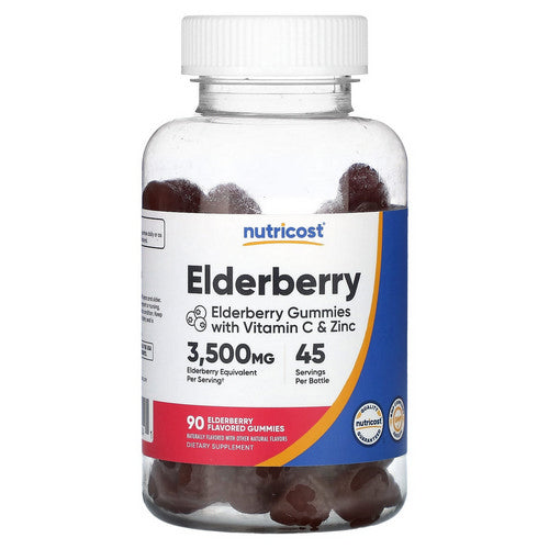 Elderberry Gummies With Vitamin C And Zinc 90 Count by Nutricost