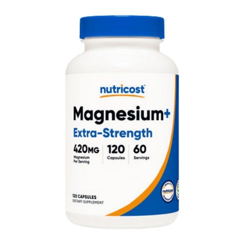 Magnesium+ Extra Strength Capsules 120 Count by Nutricost