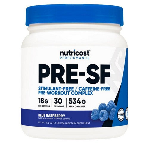 Stim-Free Pre-Workout Powder Blue Raspberry 30 Serving by Nutricost