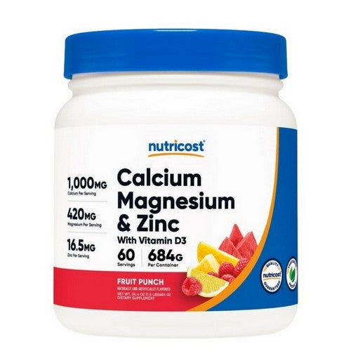 Calcium Magnesium Zinc D3 Powder Fruit Punch 60 Servings by Nutricost