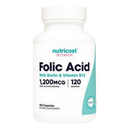 Folic Acid for Women Capsules 120 Count by Nutricost