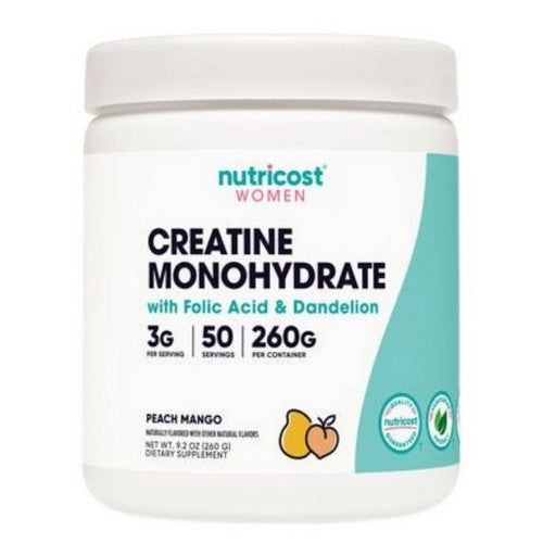 Creatine Monohydrate for Women Peach Mango 50 Servings by Nutricost