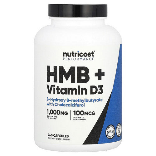 HMB Capsules With Vitamin D3 240 Count by Nutricost