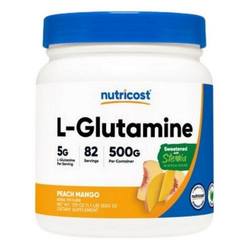 L-Glutamine Powder Peach Mango Stevia 500 Grams by Nutricost
