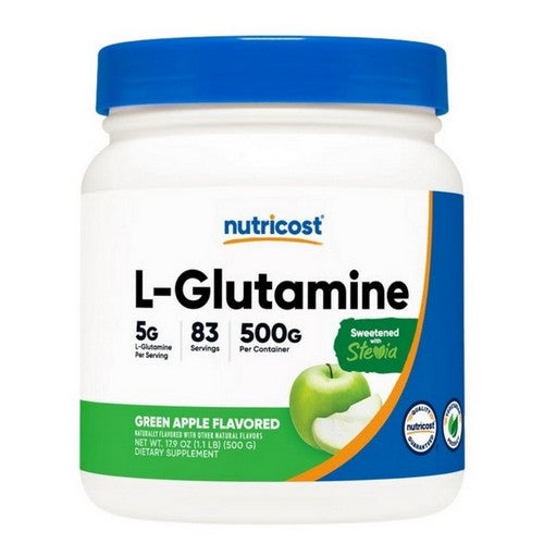 L-Glutamine Powder Green Apple Stevia 500 Grams by Nutricost