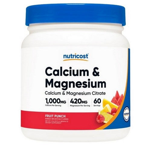 Calcium Citrate Magnesium Citrate Powder Fruit Punch 60 Servings by Nutricost