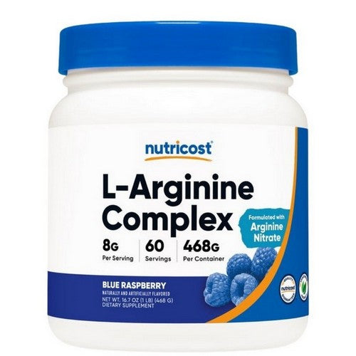 L-Arginine Complex Powder Blue Raspberry 60 Servings by Nutricost