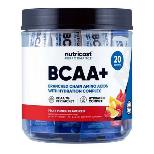 BCAA + Hydration Stickpacks Fruit Punch 20 Sticks by Nutricost