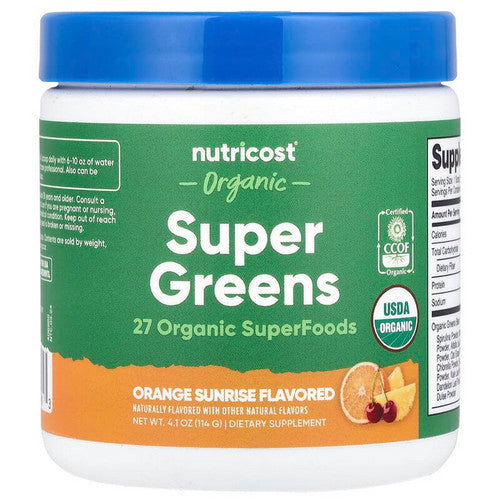 Organic Super Greens Powder Orange Sunrise 10 Servings by Nutricost