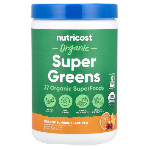 Super Greens Powder Orange Sunrise Organic 30 Serving by Nutricost