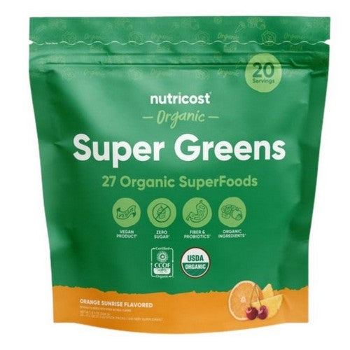 Super Greens Stickpacks Orange Sunrise Organic 20 Sticks by Nutricost