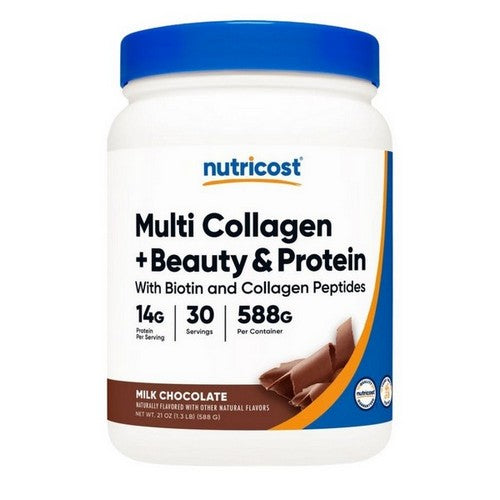 Multi Collagen Protein + Beauty Powder Chocolate 30 Serving by Nutricost