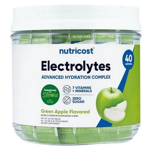 Electrolytes Hydration Complex Stickpacks Green Apple 40 Sticks by Nutricost