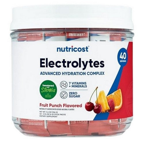 Electrolytes Hydration Complex Stickpacks Fruit Punch 40 Sticks by Nutricost