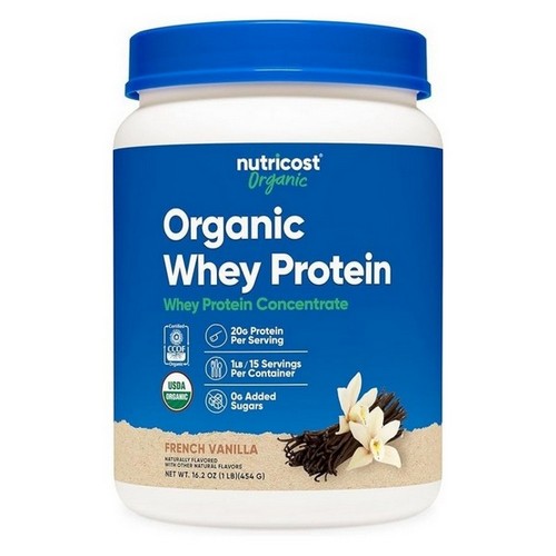 Organic Whey Protein Powder French Vanilla 1 Lb by Nutricost