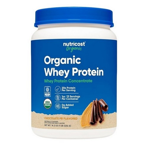 Organic Whey Protein Powder Chocolate Peanut Butter 1 Lb by Nutricost