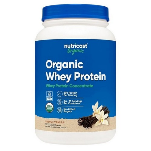 Organic Whey Protein Powder French Vanilla 2 Lbs by Nutricost