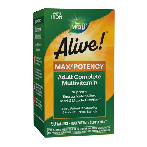 Alive! Max3 Potency Adult Complete Multivitamin 90 Tabs (Iron) by Nature's Way