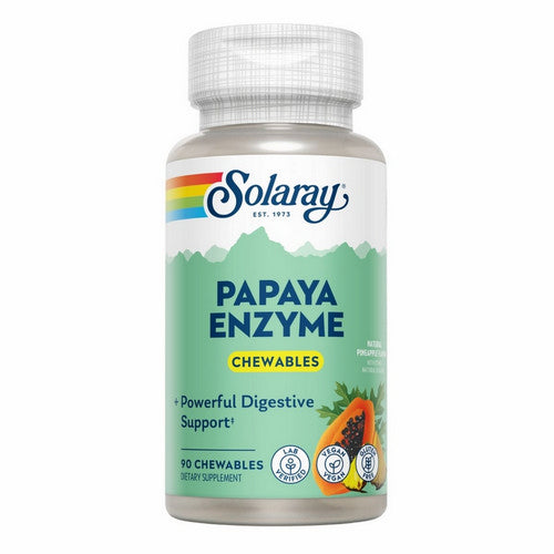 Papaya Enzyme Natural Pineapple 90 Chewable Tablets by Solaray