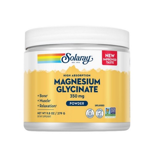 High Absorption Magnesium Glycinate Powder Unflavoured 9.8 Oz by Solaray