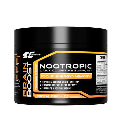 Brain Boost NooTropic Powder Tropical Punch 133 Grams by EC Sports