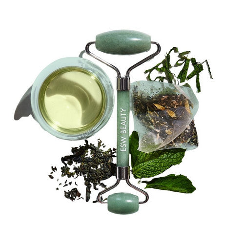 Mint Green Tea Jade Crystal Facial Roller 1 Count by ESW Beauty