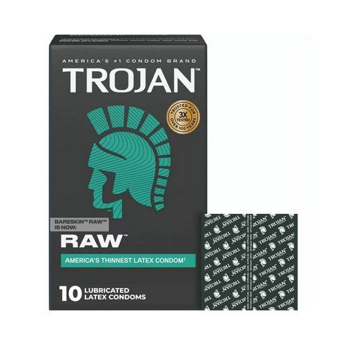 Bareskin Raw Lubricated Latex Condoms 10 Count by Trojan