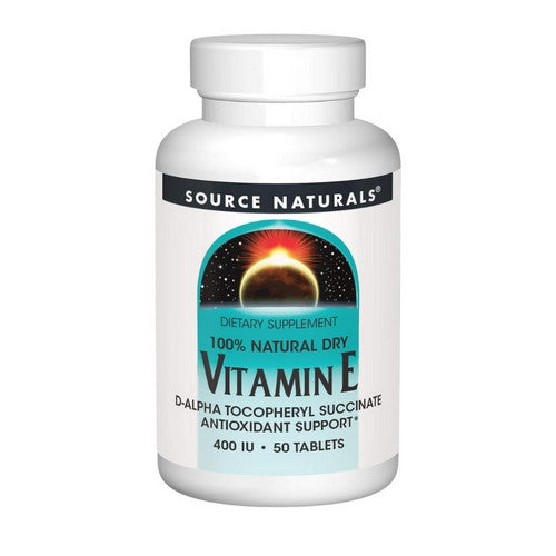 Vitamin E Dry 100% Natural 50 Tabs by Source Naturals