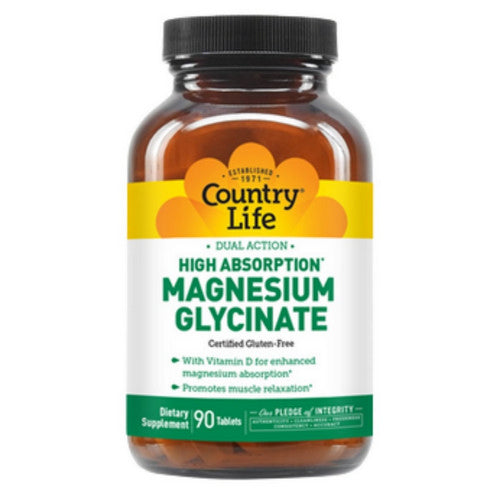 Dual Action Magnesium Glycinate 90 Tablets by Country Life