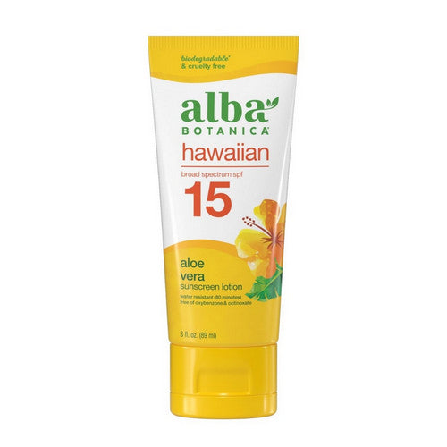 Hawaiian Aloe Vera Sunscreen Lotion SPF 15 3 Oz by Alba Botanica