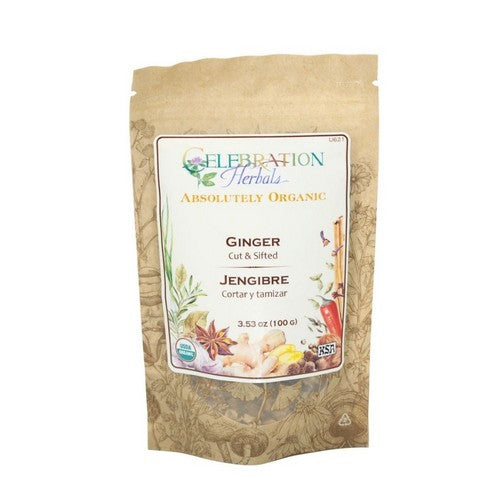 Organic Ginger Root Cut And Shifted 16 Oz by Celebration Herbals