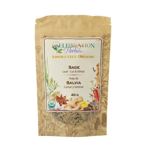 Organic Sage Leaf Cut And Shifted 40 Grams by Celebration Herbals