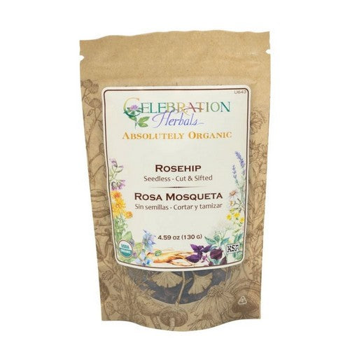 Organic Rosehips Seedless Shells Cut And Shifted 16 Oz by Celebration Herbals
