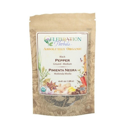 Organic Pepper Black 28 Mesh Regular Grind 16 Oz by Celebration Herbals