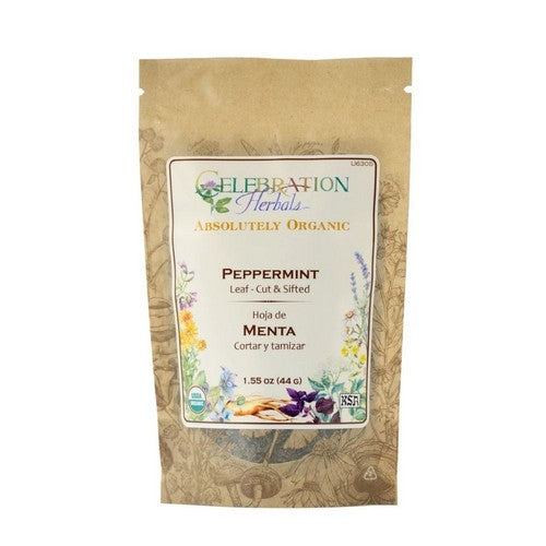 Organic Peppermint Leaf Cut And Shifted 44 Grams by Celebration Herbals