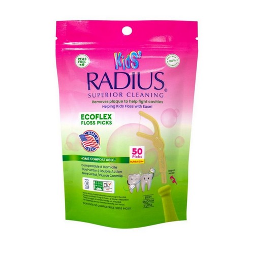 EcoFlex Kids Floss Picks Compostable Bubblegum 50 Count by Radius