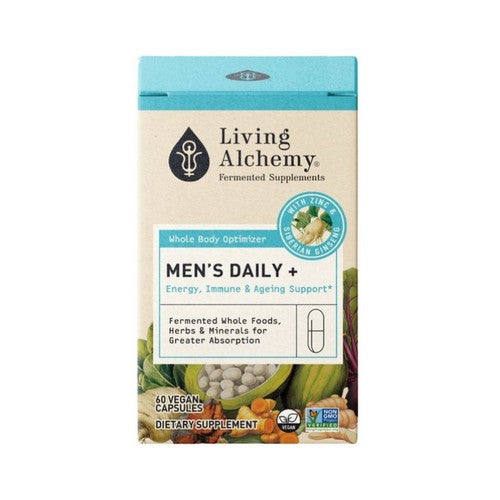 Mens Daily Plus Energy Immune And Ageing Support 60 Vegan Capsules by Living Alchemy