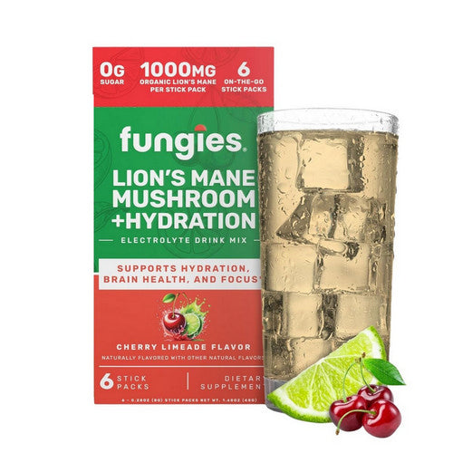 Lions Mane Mushroom + Hydration Drink Mix Cherry Limeade 6 Sticks by Fungies